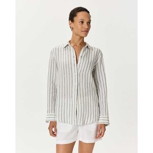 Quince 100% European Linen Long Sleeve Shirt in Stripes